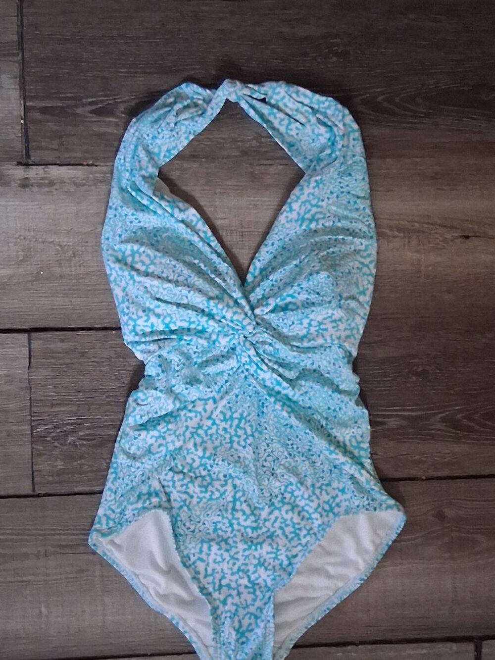 New Michael Kors Size 6 Bermuda Blue Twist One Piece Swimsuit